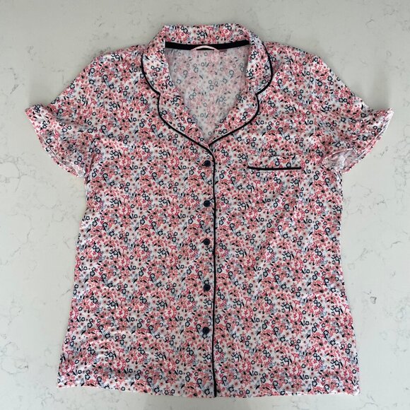 la Vie en Rose SS w Frill Button Down Floral Print Poly Pajama Top Wht P… - Picture 9 of 9